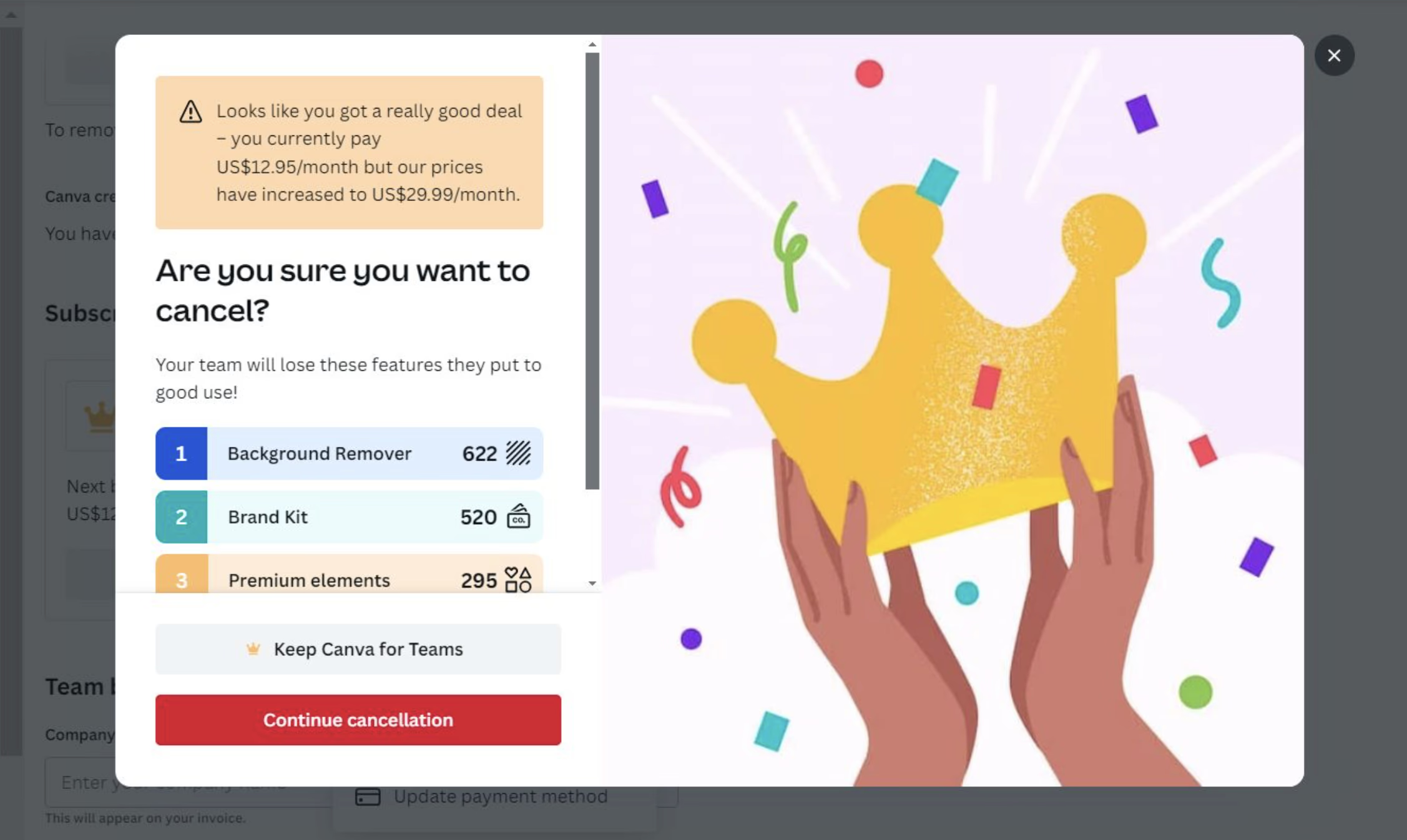 Canva modal