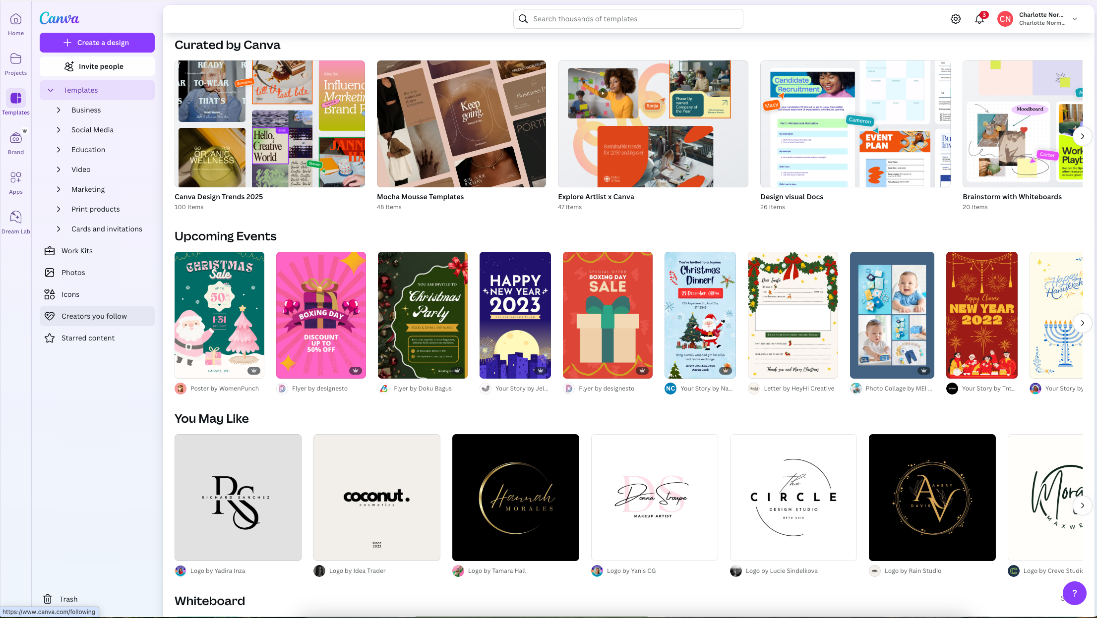 Canva Screenshot of Onboarding
